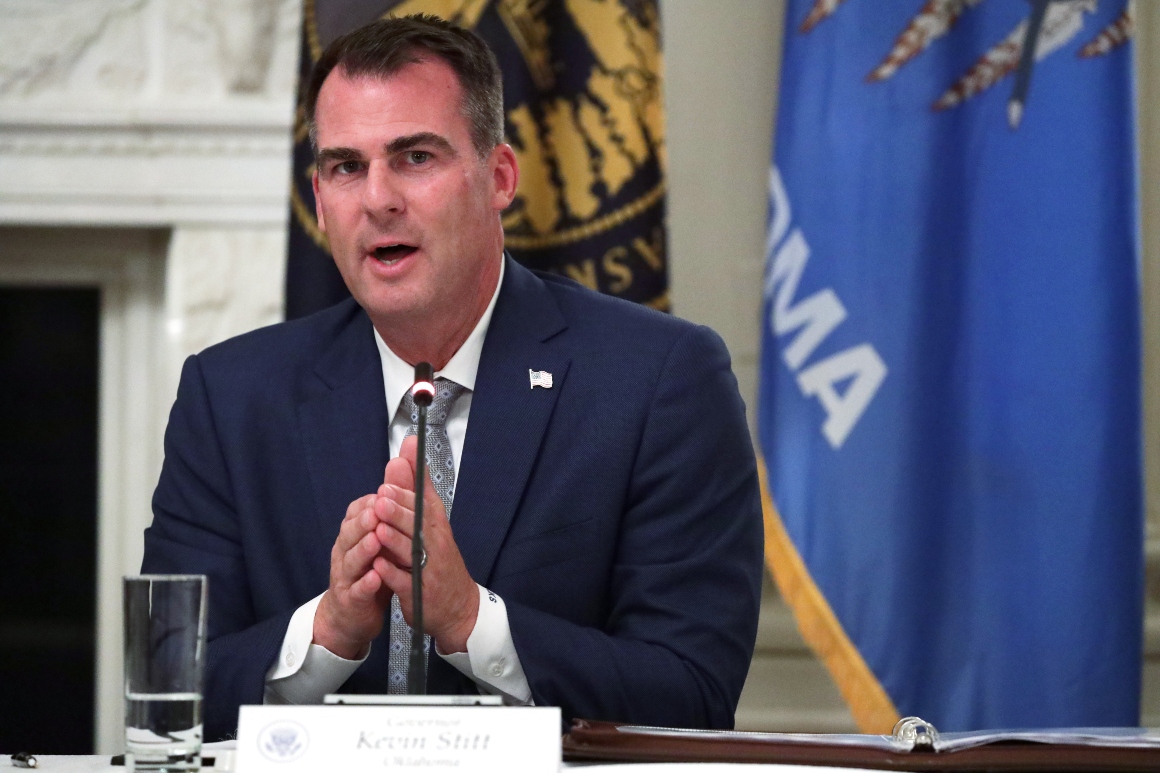 Governor Kevin Stitt (R-OK) speaks during a roundtable at the White House on June 18, 2020 in Washington, D.C. 