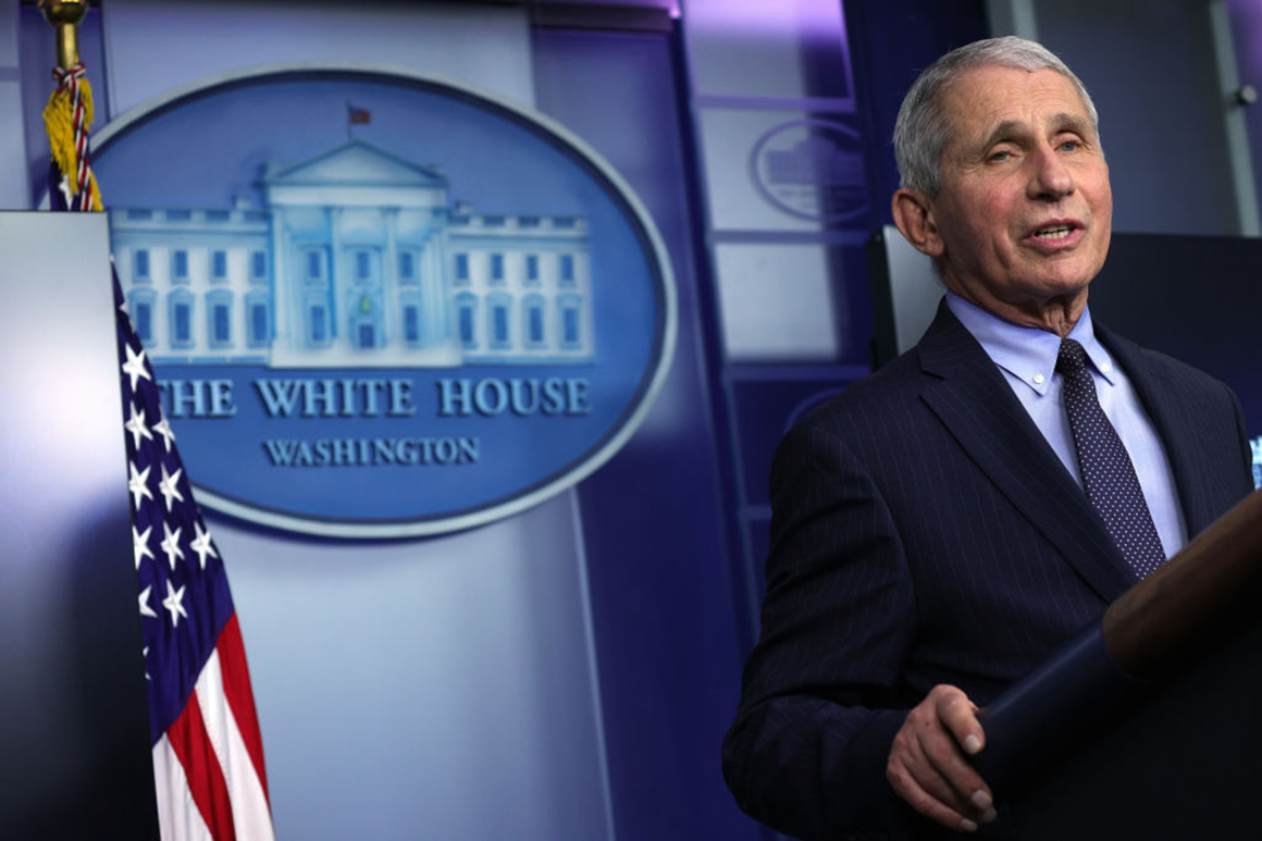 Anthony Fauci speaks during a Jan. 21 White House press briefing.