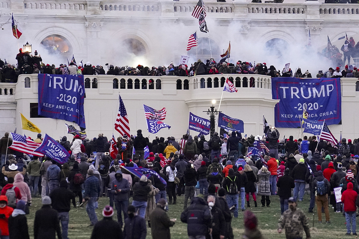 Rioters supporting President Donald Trump storm the Capitol in Washington, D.C., on Jan. 6, 2021.