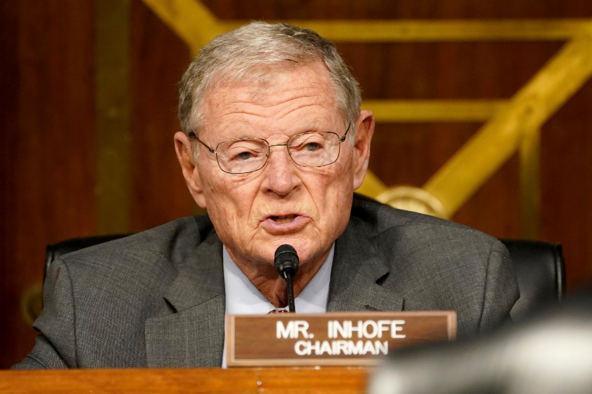 Sen. James Inhofe, R-Okla., gives opening remarks during a confirmation hearing for Secretary of Defense nominee Lloyd Austin, a recently retired Army general, before the Senate Armed Services Committee on Capitol Hill, Tuesday, Jan. 19, 2021, in Washington. 