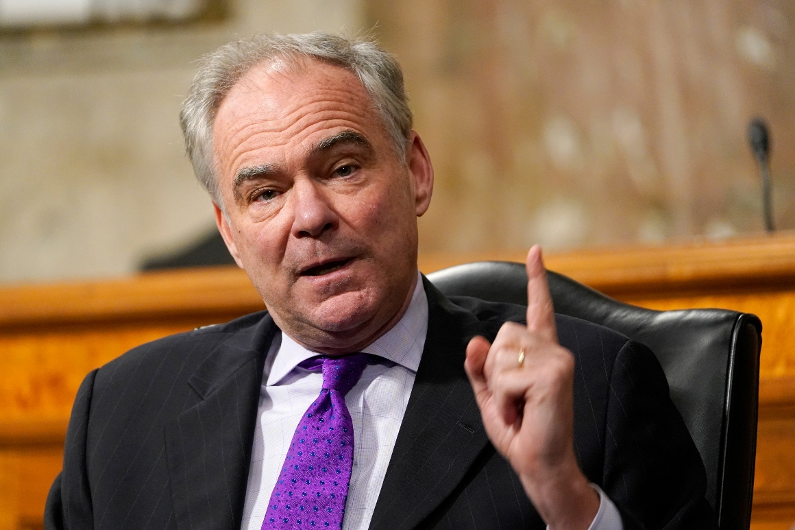 Sen. Tim Kaine speaks during a Senate Foreign Relations Committee hearing.