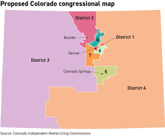 A proposed Colorado congressional map. 