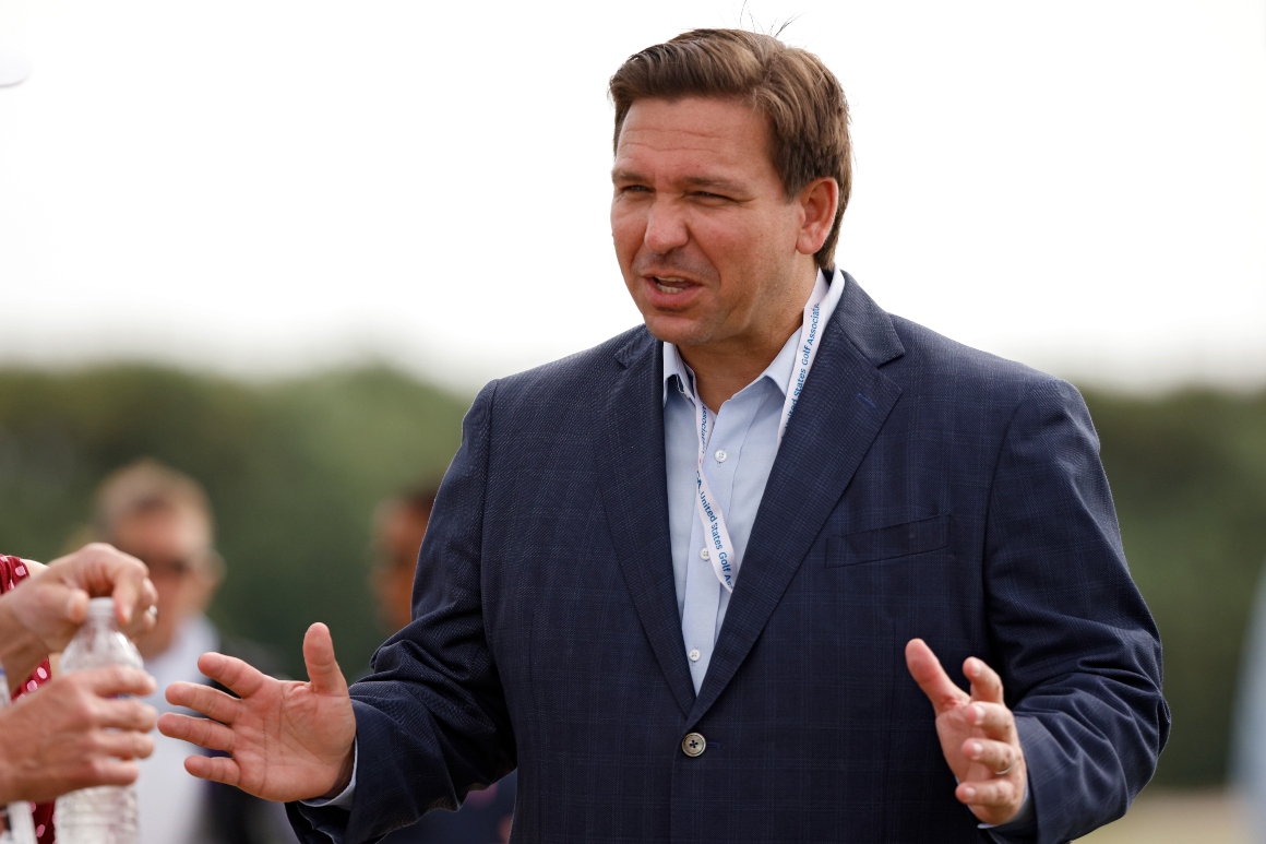 Florida governor Ron DeSantis meets with fans in Juno Beach, Fla.