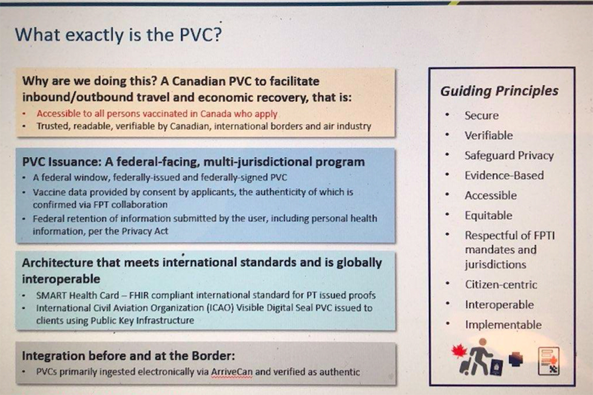 Leaked presentations suggest Ottawa hopes it will be able to get all 13 provinces and territories to issue standardized digital vaccine records by “mid-Fall.”