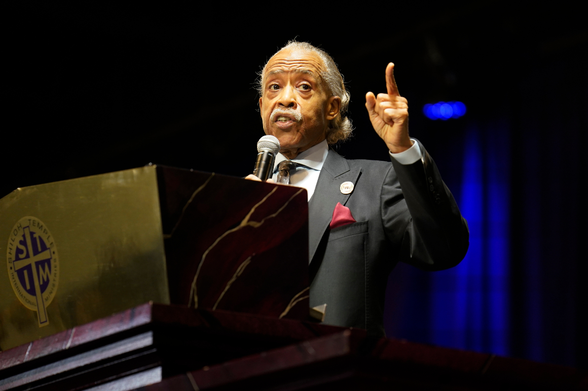 Rev. Al Sharpton speaks during the funeral for Andrew Brown Jr., Monday, May 3, 2021 at Fountain of Life Church in Elizabeth City, N.C.