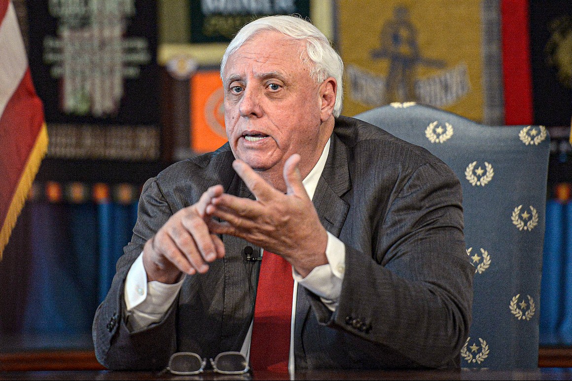 In this March 12, 2020, file photo, West Virginia Gov. Jim Justice speaks during a news conference about vaccination. 