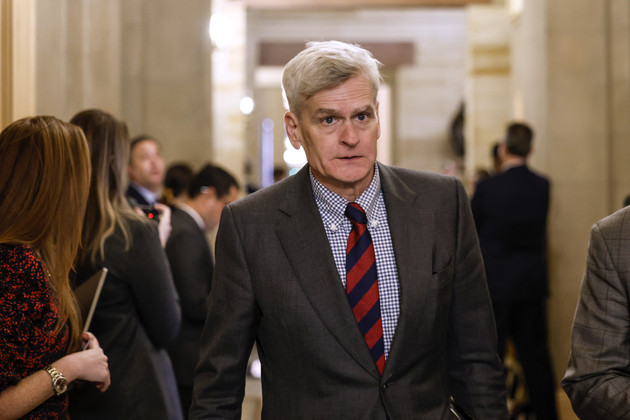 Bill Cassidy leaves a meeting with the Senate Republicans at the U.S. Capitol.