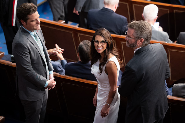 Matt Gaetz, Lauren Boebert and Tim Burchett attending a joint session of Congress.