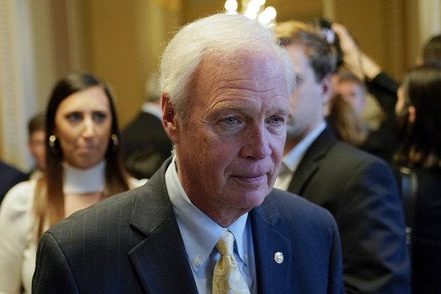 Sen. Ron Johnson departs after attending Senate Republican leadership elections on Capitol Hill. 