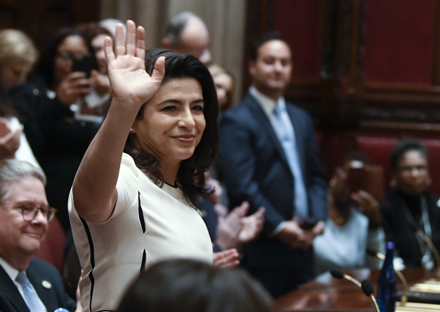 New York State Sen. Anna Kaplan (D-Mineola) is introduced during opening day of the 2019 legislative session.