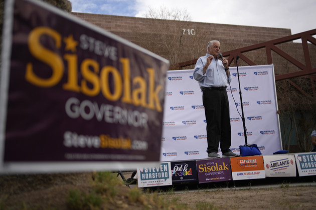 Nevada Gov. Steve Sisolak speaks during a get-out-the-vote rally.