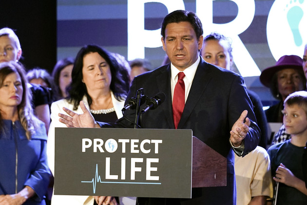 Florida Gov. Ron DeSantis speaks to supporters before signing a 15-week abortion ban into law.