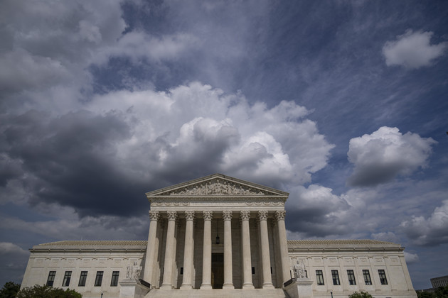 Clouds are seen above the U.S. Supreme Court building in Washington, D.C. 