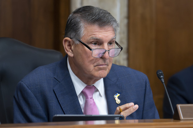 Sen. Joe Manchin (D-W.Va.) chairs a hearing of the Senate Energy and Natural Resources Committee on the health of the electrical power grid, at the Capitol in Washington, Thursday, June 1, 2023. 