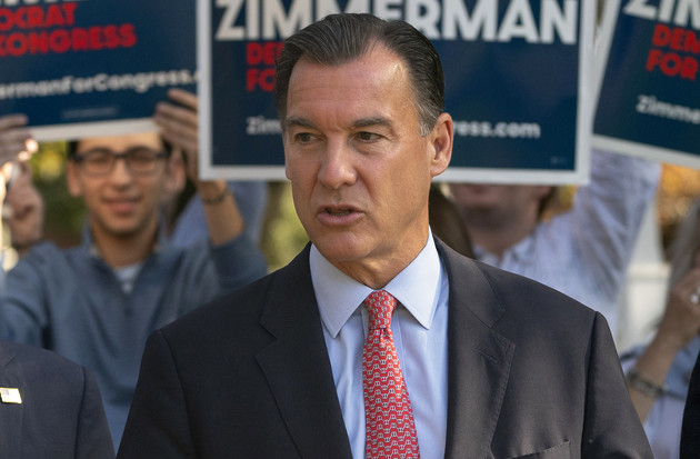 Tom Suozzi speaks during a news conference.