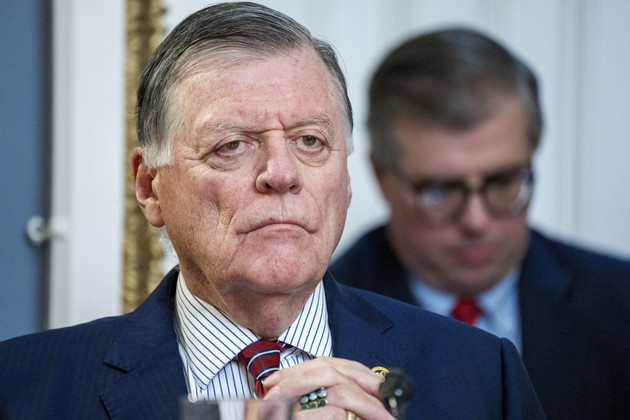 Tom Cole listens on Capitol Hill in Washington.